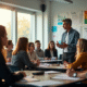 Groupe d'adultes écoutant un instructeur en classe moderne