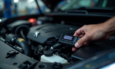 Moteur Peugeot 1,6 HDi avec diagnostic en cours