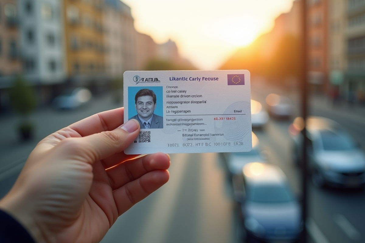 Main tenant un nouveau permis de conduire européen près d