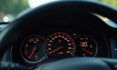 Tableau de bord de voiture avec voyant pression pneus allumé